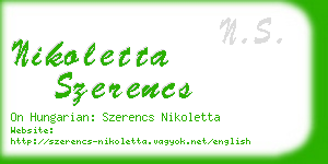 nikoletta szerencs business card